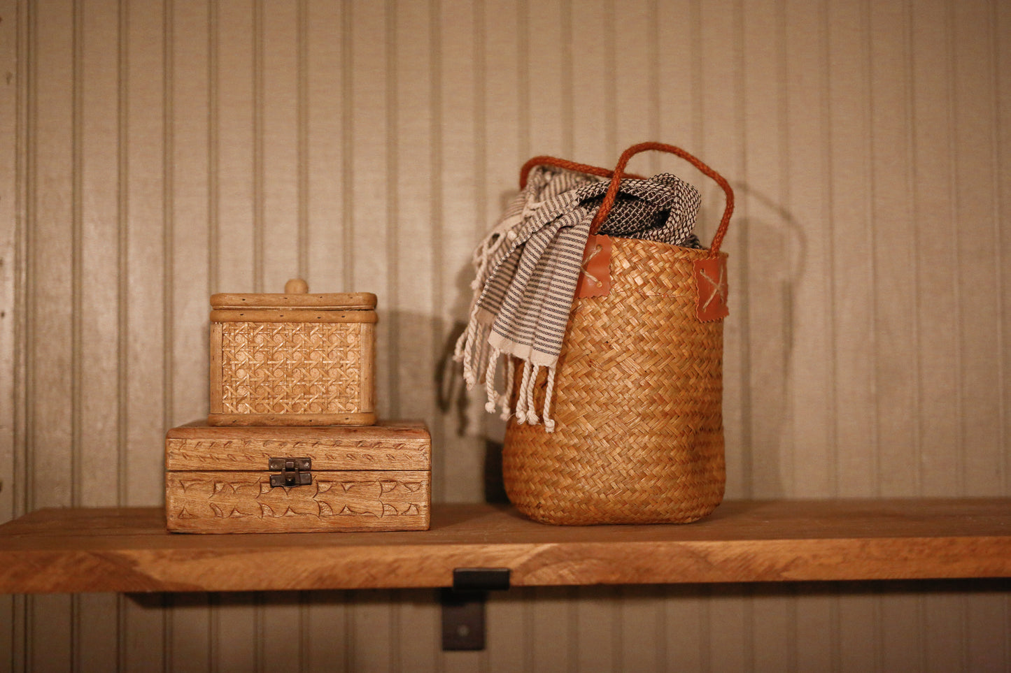 Seagrass Woven Boho Basket