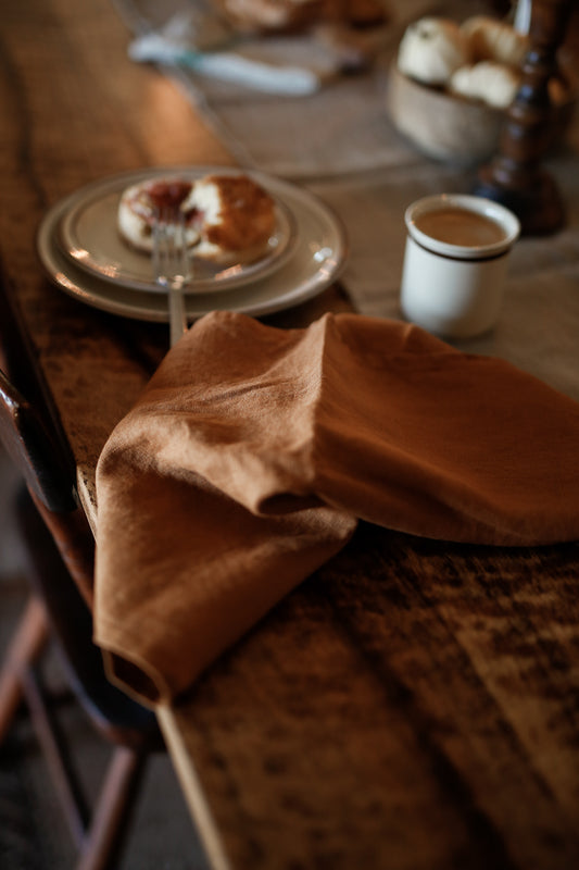 Burnt Orange Linen Tea Towel