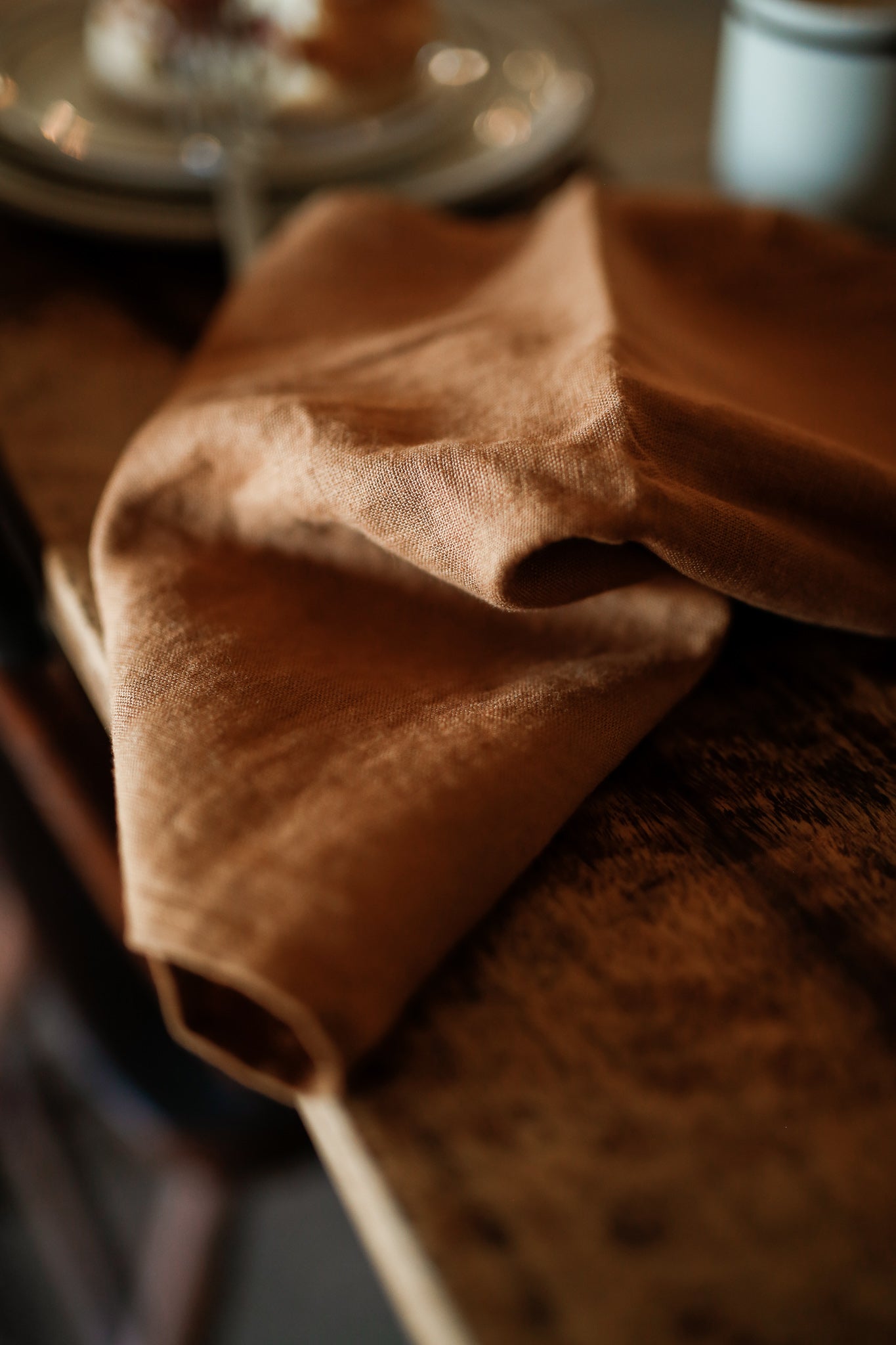 Burnt Orange Linen Tea Towel