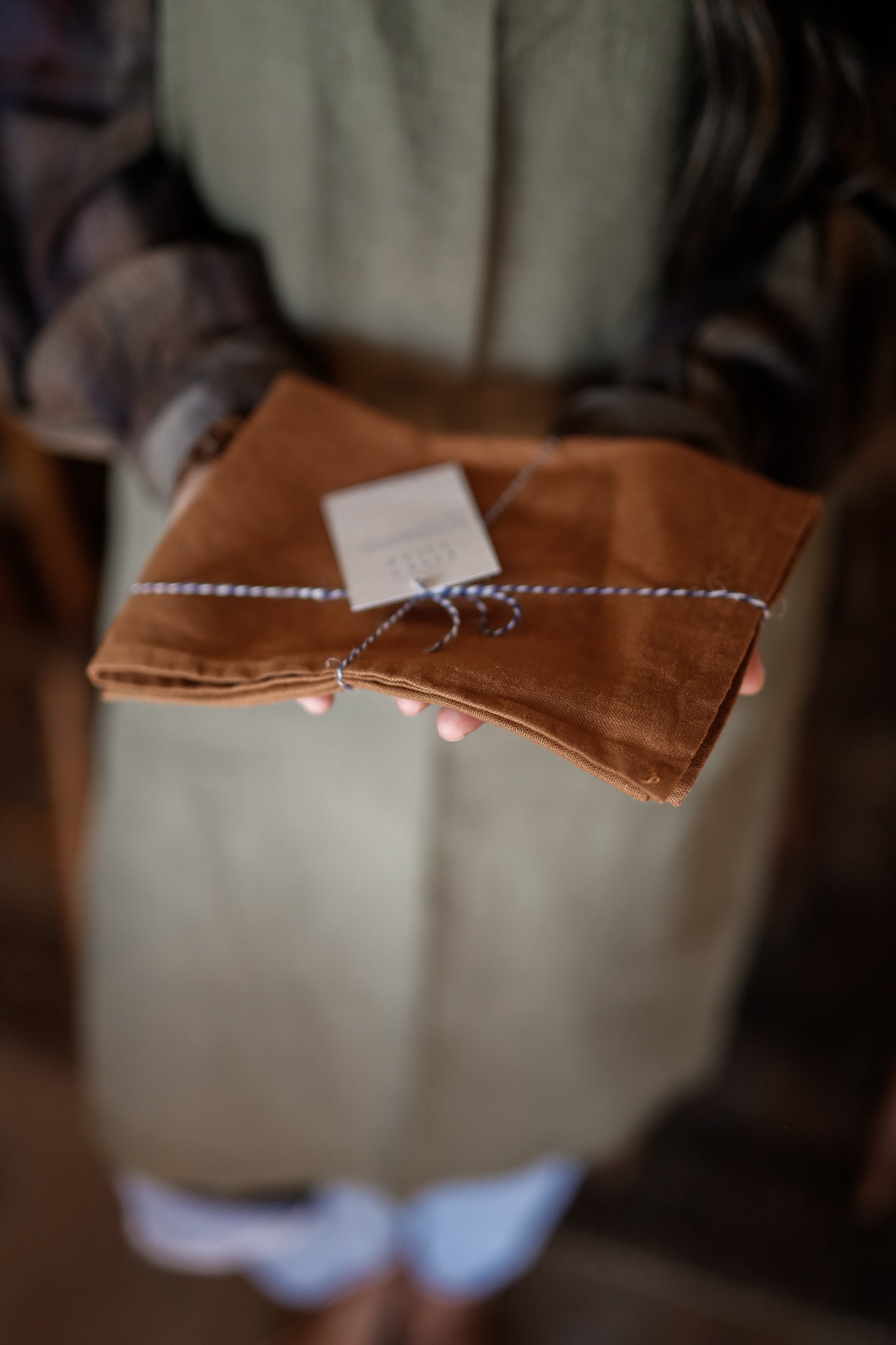 Burnt Orange Linen Tea Towel