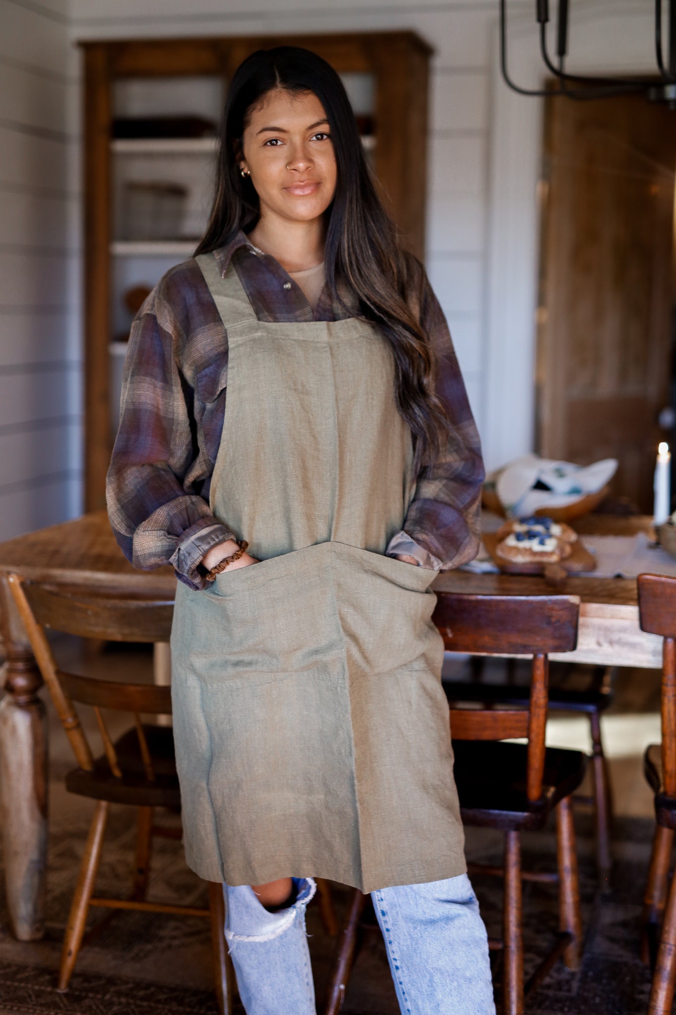 Linen Crossback Apron