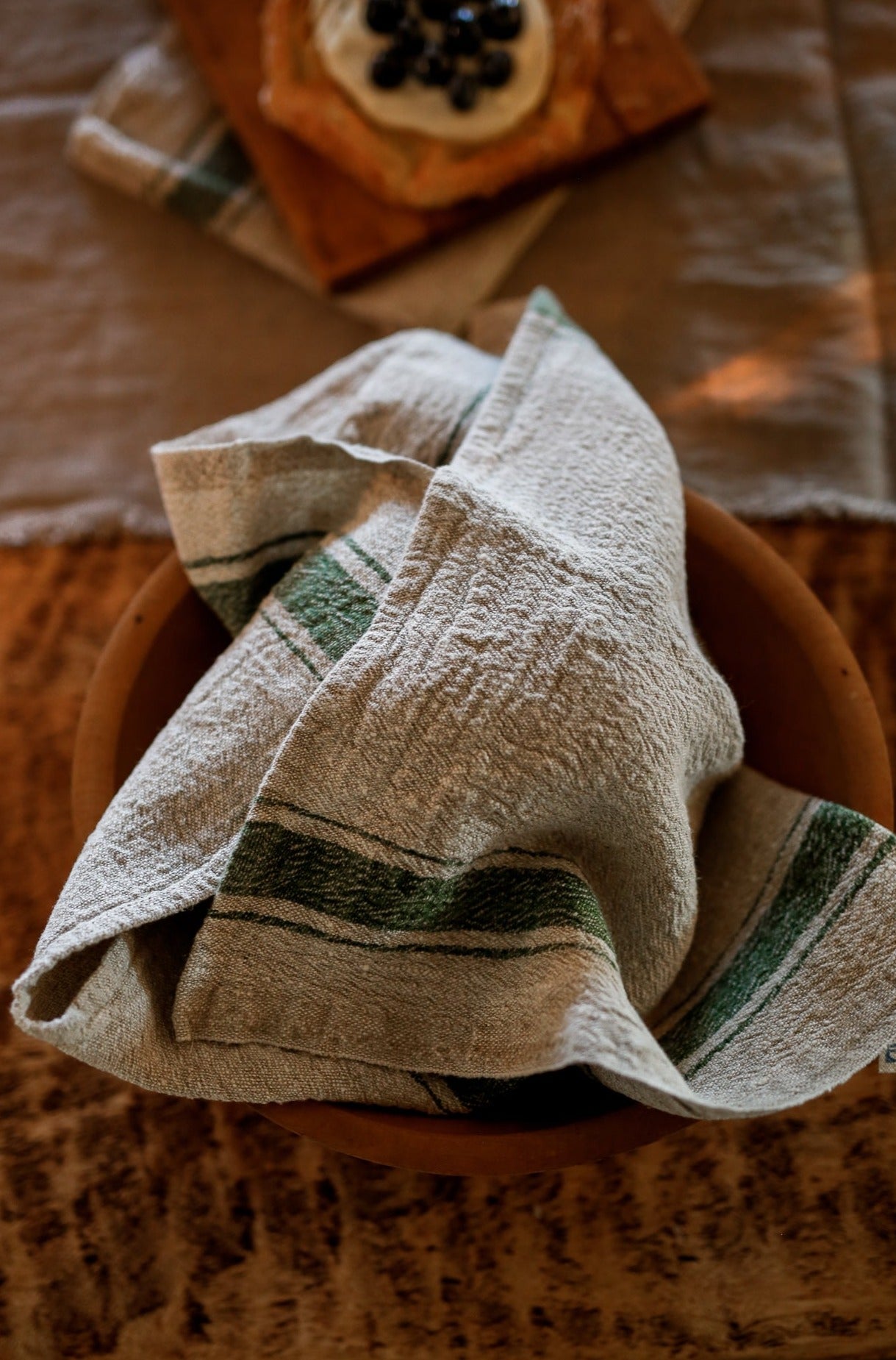 Green Stripe Tea Towel